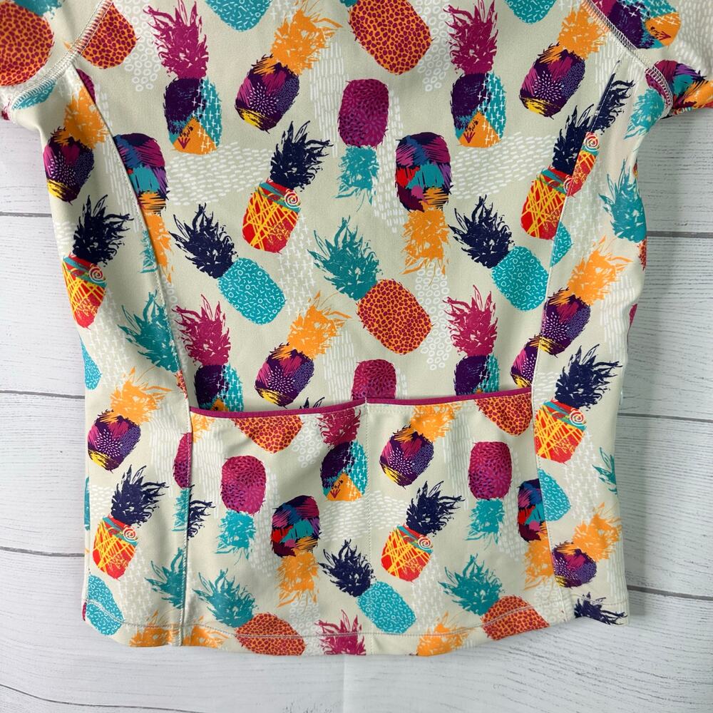 Zoic Girls size Small 7/8 Livia Cycling Shirt Jersey Zip Up Pineapples Pockets - Picture 6 of 7